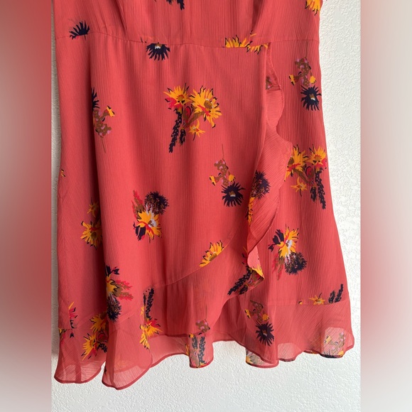 Madewell Wrap Mini Posey Cactus Floral Dress in Spiced Rose - Picture 8 of 16
